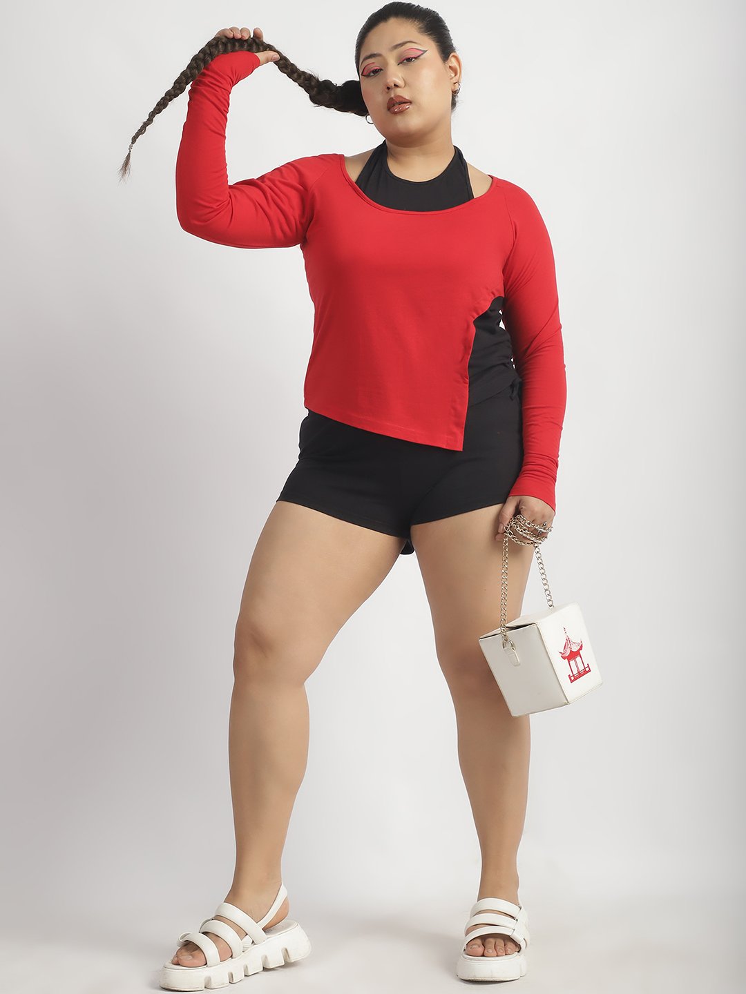 Crush It Top : Red and Black Color