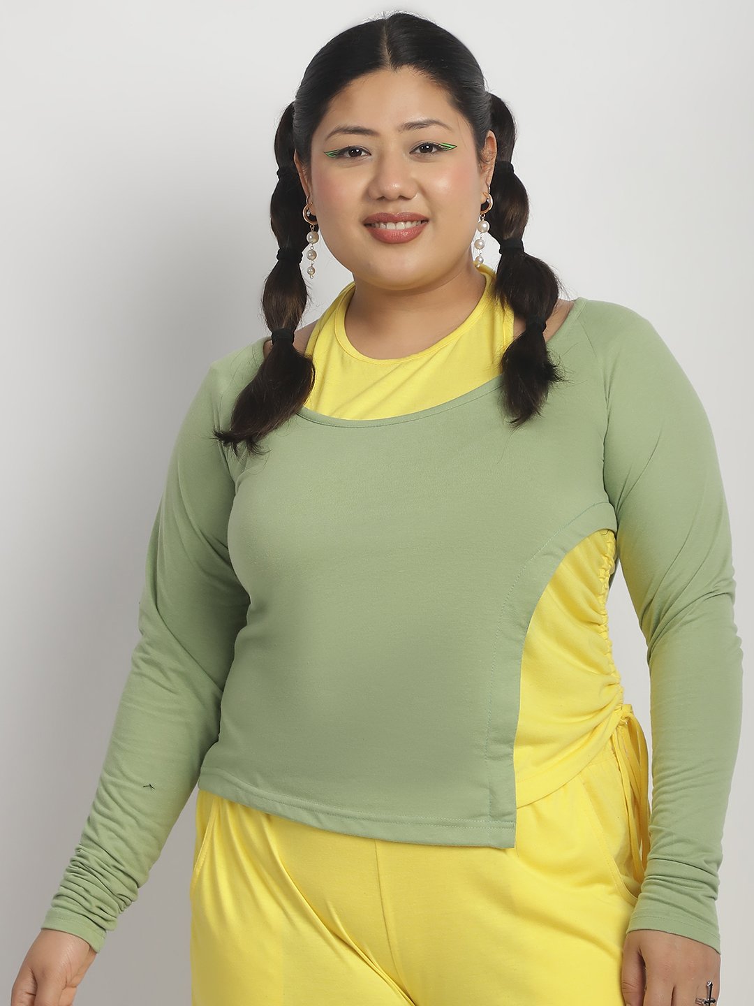 Crush It Top : Sage Green and Yellow Color