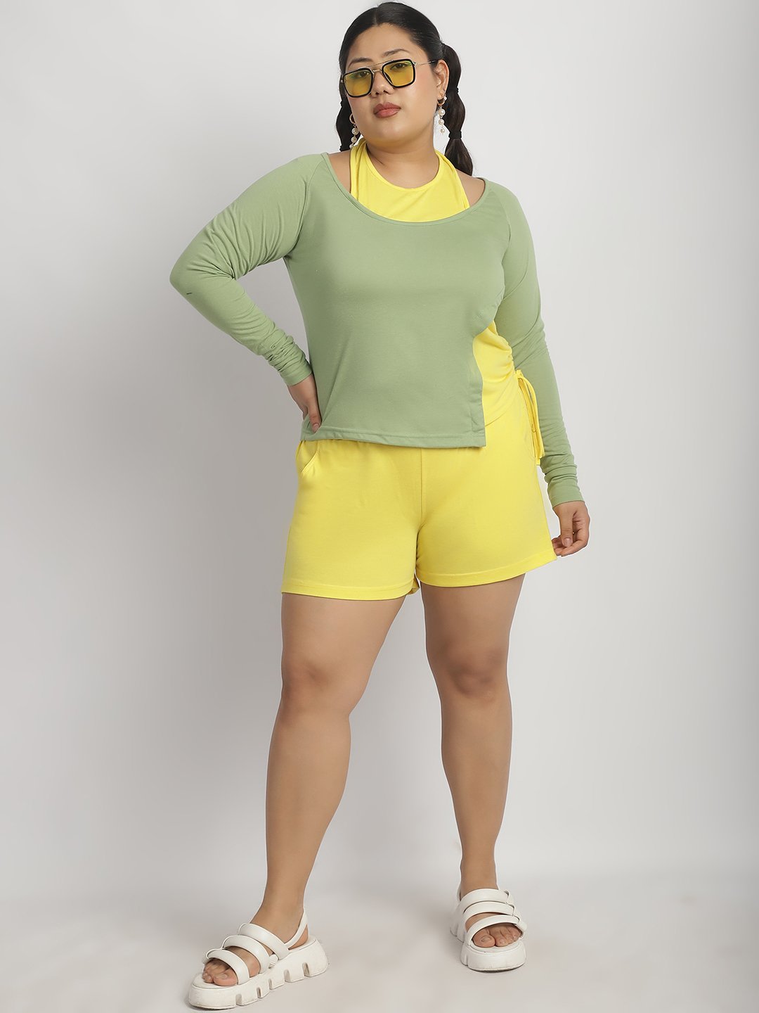 Crush It Top : Sage Green and Yellow Color