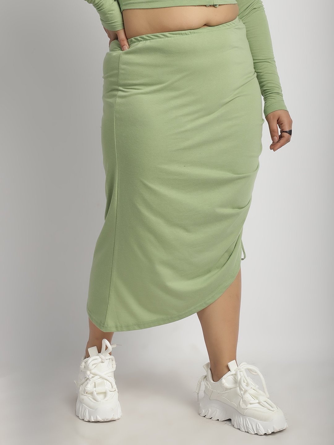 Confetti Crush Hight Waisted Skirt : Sage Green Color