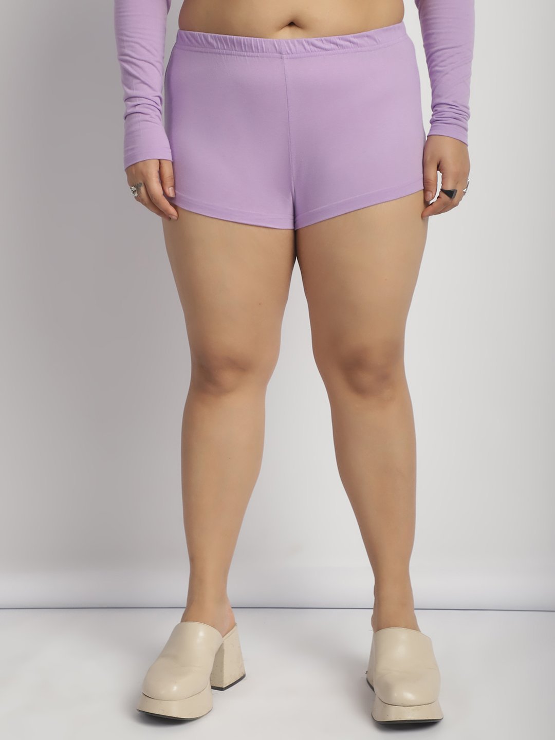 Cherry Pop Booty Shorts : Lilac Color