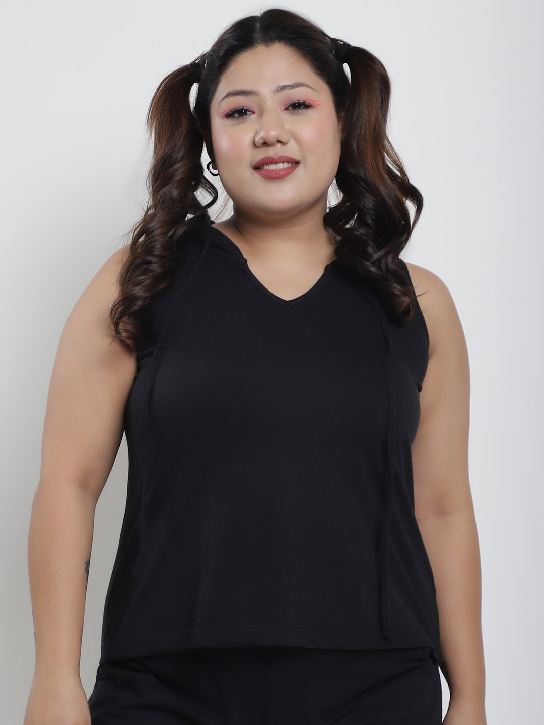 Candy Comfort Hoodie Tank Top : Black Color