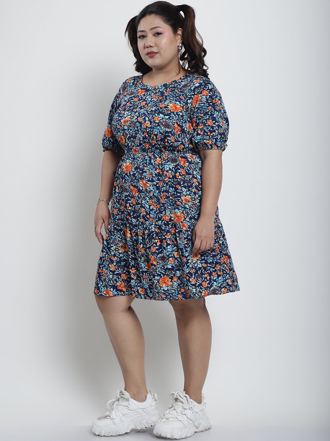 Summer Bliss Dress : NAVY FLORAL Color